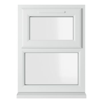 Crystal uPVC Window White A Rated Top Hung Opener Over Fixed Light Clear Glazing