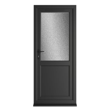 Crystal uPVC Triple Glazed Single Door Half panel Black/White RH Obscure Glazing