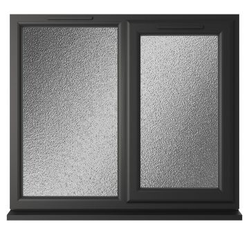 Crystal uPVC Window Double Glazed Black/White A Rated Right Hand Side Hung Next to a Fixed Light Obscure Glazing