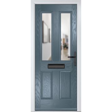 Crystal GRP Front door Carnoustie Slate Grey 890mm x 2090mm Open in Left hand Clear Glass