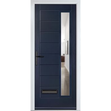 Crystal GRP Front door Monza Right Blue 890mm x 2090mm Open in Right hand Clear Glass