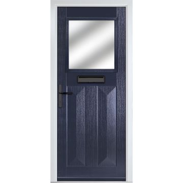 Crystal GRP Front door Eaton Blue 920mm x 2090mm Open in Right hand Stipolytte Glass