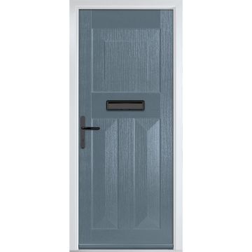 Crystal GRP Front door Eaton Solid Slate Grey 890mm x 2090mm Open in Right hand None Glass
