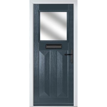 Crystal GRP Front door Eaton Anthracite Grey 890mm x 2090mm Open in Left hand Stipolytte Glass