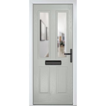 Crystal GRP Front door Carnoustie Agate Grey 890mm x 2090mm Open in Left hand Clear Glass