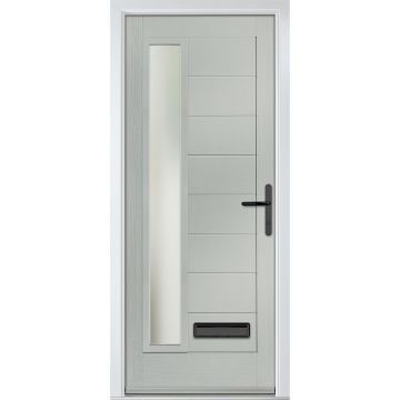 Crystal GRP Front door Monza Left Agate Grey 890mm x 2090mm Open in Left hand Stipolytte Glass