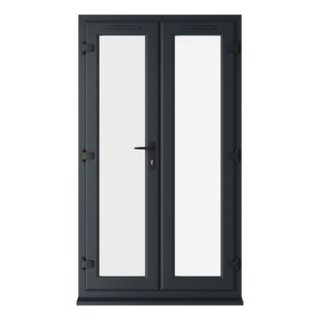 Crystal uPVC Grey 7016 External White Internal Clear French Door Left hand master 150mm Cill Included Clear Glazing