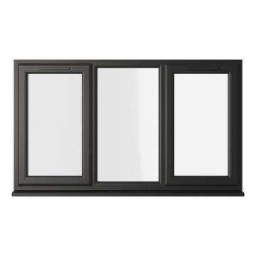 Crystal uPVC Window Triple Glazed Black/White A+ Rated Left and Right Hand Side Hung Fixed Center Clear Glazing