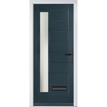 Crystal GRP Front door Monza Left Anthracite Grey 890mm x 2090mm Open in Left hand Stipolytte Glass