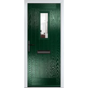 Crystal GRP Front door Sunningdale Green 890mm x 2090mm Open in Right hand Clear Glass