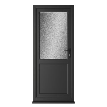 Crystal uPVC Triple Glazed Single Door Half panel Black/White LH Obscure Glazing