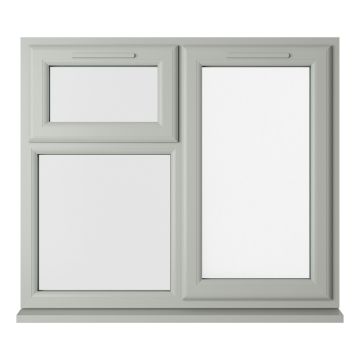 Crystal uPVC Window Triple Glazed Agate/White A+ Rated Right Hand Side Hung Next to a Top Opener Over a Fixed Light Clear Glazing
