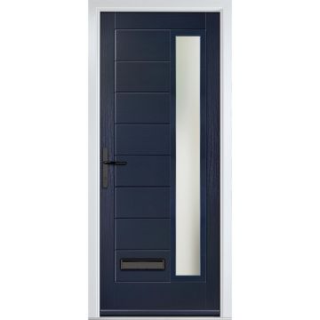 Crystal GRP Front door Monza Right Blue 920mm x 2090mm Open in Right hand Stipolytte Glass