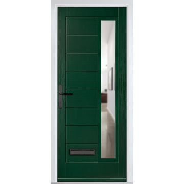 Crystal GRP Front door Monza Right Green 920mm x 2090mm Open in Right hand Clear Glass