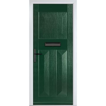 Crystal GRP Front door Eaton Solid Green 890mm x 2090mm Open in Right hand None Glass