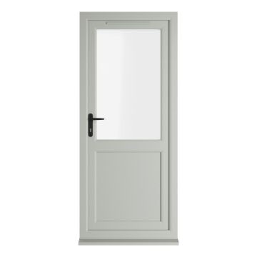 Crystal uPVC Single Door Half Glass Half panel Right hand Open In Agate/White Clear Glazing
