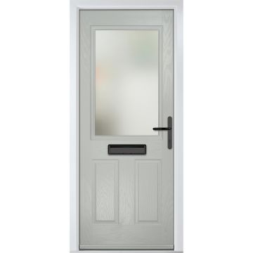 Crystal GRP Front door Lytham Agate Grey 920mm x 2090mm Open in Left hand Stipolytte Glass