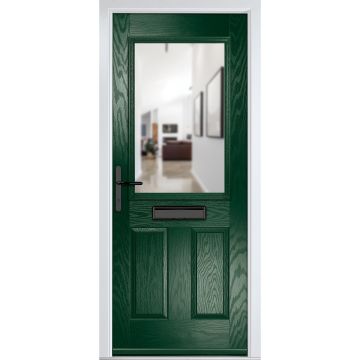 Crystal GRP Front door Lytham Green 920mm x 2090mm Open in Right hand Clear Glass