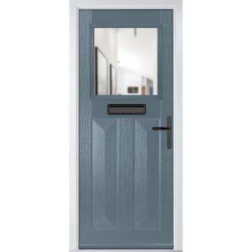 Crystal GRP Front door Eaton Slate Grey 920mm x 2090mm Open in Left hand Clear Glass