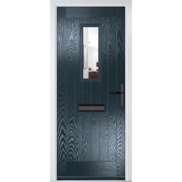 Crystal GRP Front door Sunningdale Anthracite Grey 920mm x 2090mm Open in Left hand Clear Glass