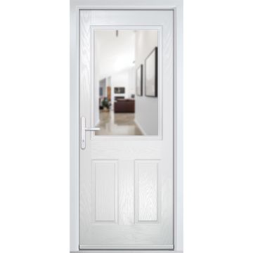 Crystal GRP Front door Back Door White 890mm x 2090mm Open in Right hand Clear Glass