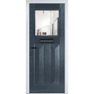 Crystal GRP Front door Eaton Anthracite Grey 920mm x 2090mm Open in Right hand Clear Glass