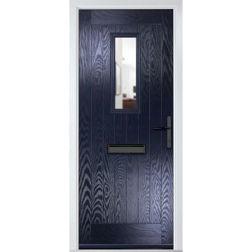 Crystal GRP Front door Sunningdale Blue 920mm x 2090mm Open in Left hand Clear Glass