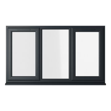 Crystal uPVC Window Grey 7016 external White Internal A Rated Left and Right Hand Side Hung Fixed Center Clear Glazing