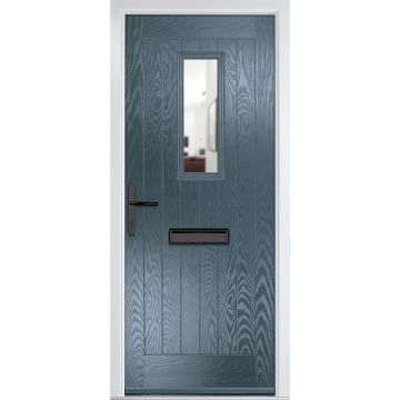 Crystal GRP Front door Sunningdale Slate Grey 890mm x 2090mm Open in Right hand Clear Glass