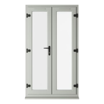 Crystal uPVC Double Glazed French Door Left hand master Agate/White Clear Glass