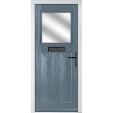 Crystal GRP Front door Eaton Slate Grey 920mm x 2090mm Open in Left hand Stipolytte Glass