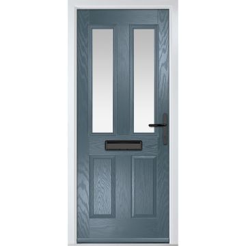 Crystal GRP Front door Carnoustie Slate Grey 920mm x 2090mm Open in Left hand Stipolytte Glass