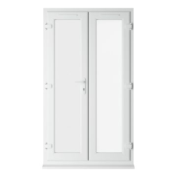 Crystal uPVC White Clear French Door Left hand master 150mm Cill Included Clear Glazing