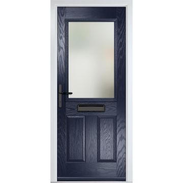Crystal GRP Front door Lytham Blue 890mm x 2090mm Open in Right hand Stipolytte Glass