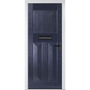 Crystal GRP Front door Eaton Solid Blue 920mm x 2090mm Open in Left hand None Glass