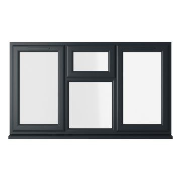 Crystal uPVC Window Grey 7016 external White Internal A Rated Left and Right Hand Side Hung Top Opener Over a Fixed Light Centre Clear Glazing