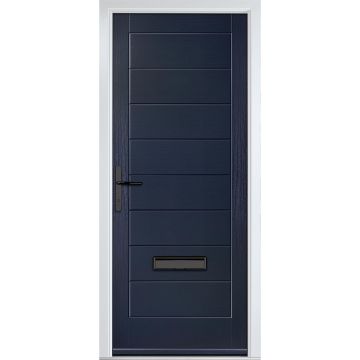 Crystal GRP Front door Monza Solid Blue 890mm x 2090mm Open in Right hand No Glass