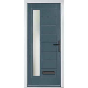 Crystal GRP Front door Monza Left Slate Grey 920mm x 2090mm Open in Left hand Stipolytte Glass