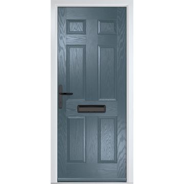 Crystal GRP Front door Muirfield solid Slate Grey 920mm x 2090mm Open in Right hand None Glass