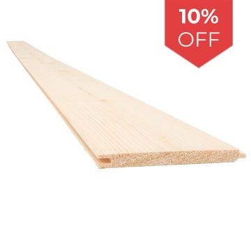 Snowdon Timber Untreated Tongue and Groove Matchboard Cladding (T) 9mm (W) 95mm (L) 2.4m - Pack of 10