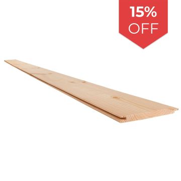 Snowdon Timber Untreated Tongue and Groove Shiplap Cladding (T) 12mm (W) 120mm (L) 2.4m - Pack of 10